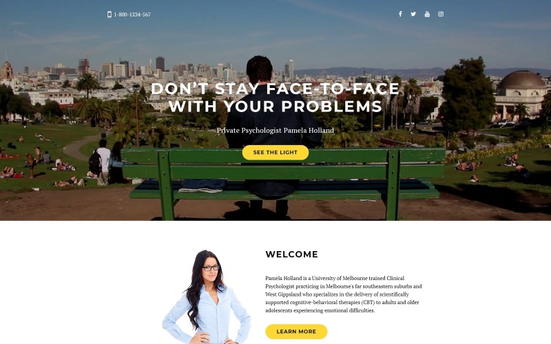 психолог чистый bootstrap html шаблон целевой страницы