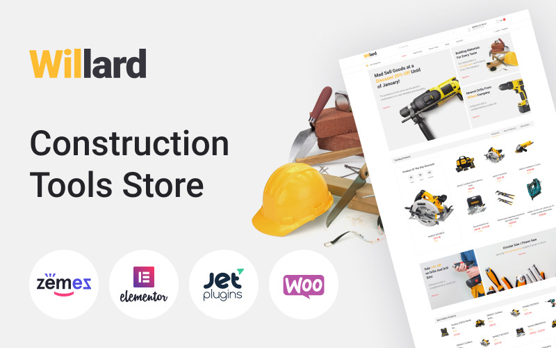 магазин строительных инструментов многоцелевая электронная коммерция clean elementor woocommerce theme
