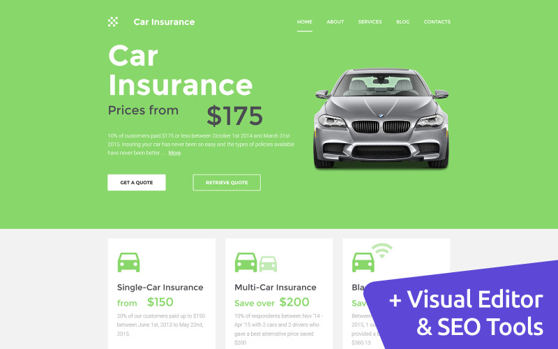 шаблон сайта автострахования motocms