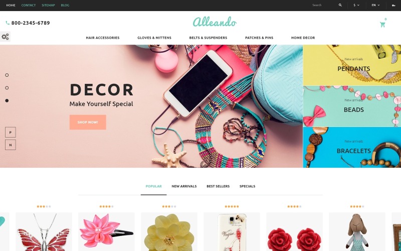 декор аксессуары отзывчивая тема prestashop