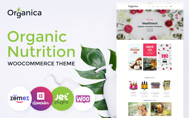 органическая еда, косметика и биоактивное питание тема woocommerce