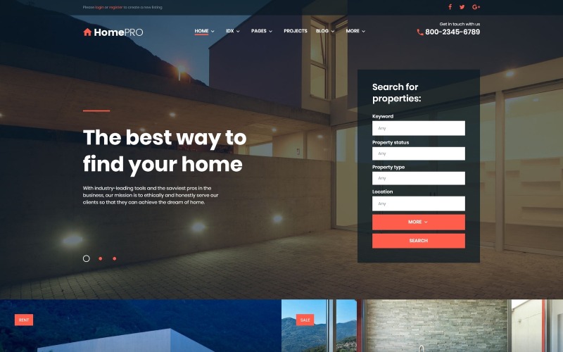 homepro real estate portal wordpress тема