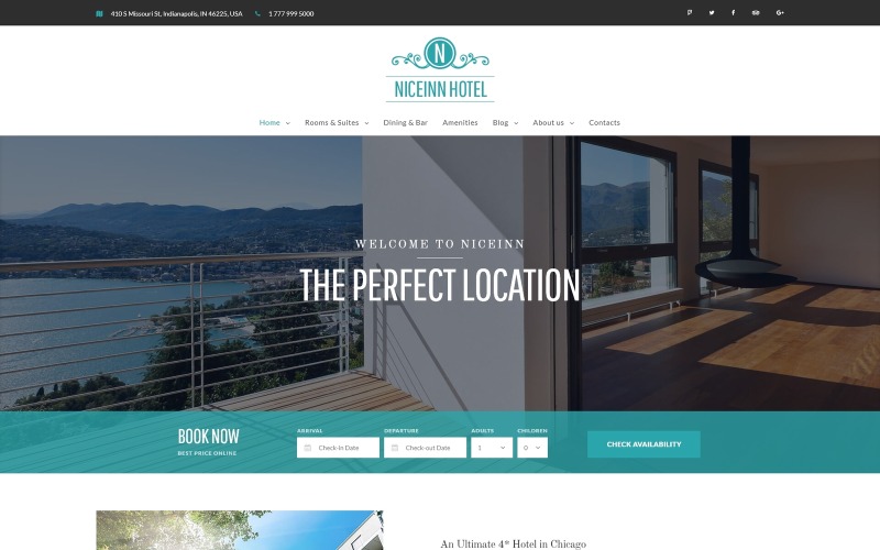 small hotel responsive wordpress theme