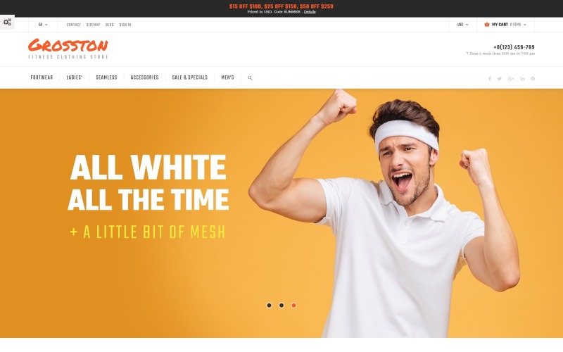фитнес магазин одежды prestashop тема