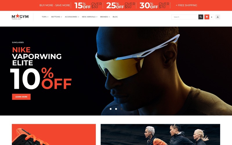 тема магазина спортивного снаряжения magento