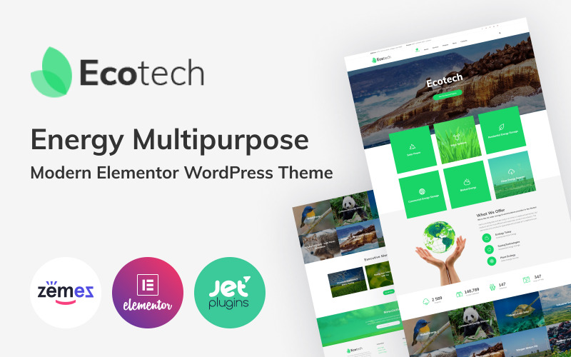 environment saving technologies wordpress elementor theme