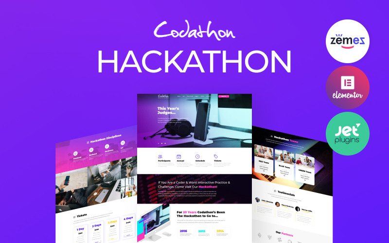 хакатон для кодеров landing wordpress theme