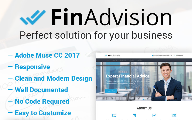 финансовый консультант adobe cc 2017 muse template
