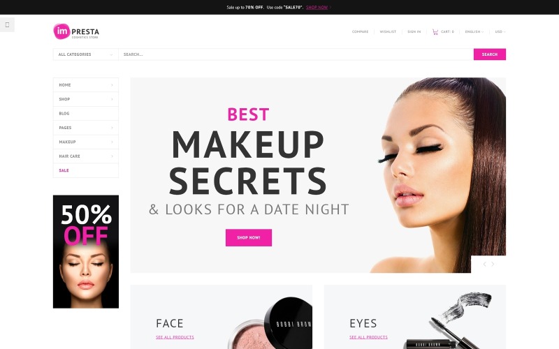 магазин косметики prestashop тема