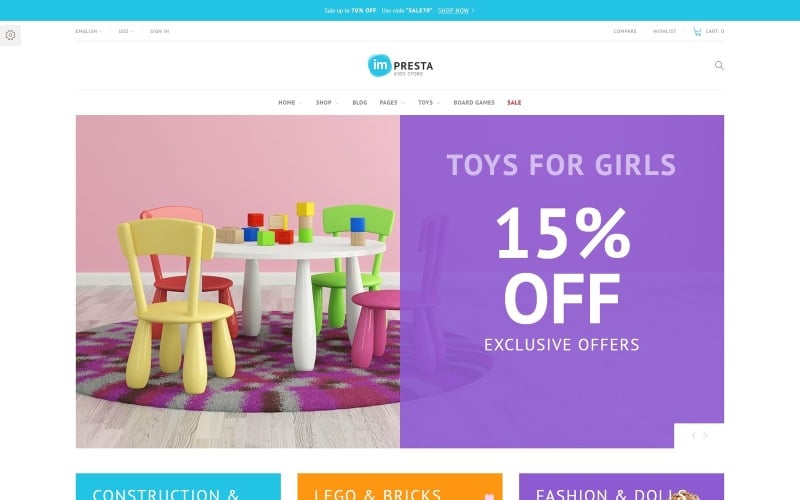 детский магазин prestashop тема