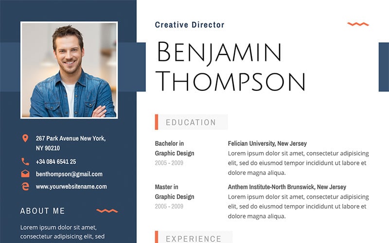 Download Benjamin Thompson - многоцелевой шаблон резюме / Benjamin Thompson - Multipurpose Elegant Resume Template - Резюме на тему графика resume cv printable vector editable free-fonts psd ai pdf bonus professional clean customizable a4 print-ready 300dpi cover letter