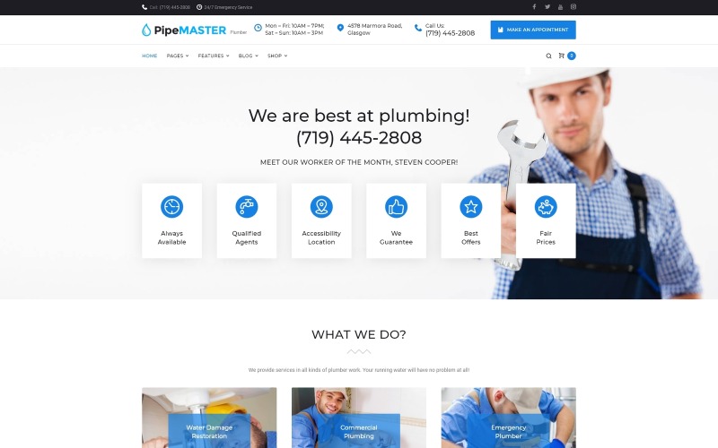 сантехнические услуги wordpress тема