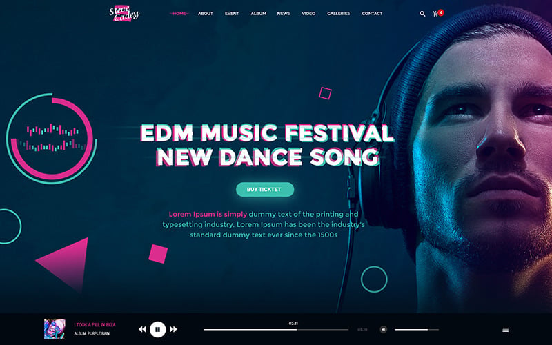 Download Steve Cadey - PSD шаблон на музыкальную тему / Steve Cadey - Modern & Stylish Music Event PSD Template - PSD шаблон на тему магазин mp3 artist audio player band discography dj entertainment events live tours music musician news playlist producer psd template