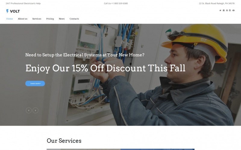 lighting &amp; electricit moto cms html шаблон