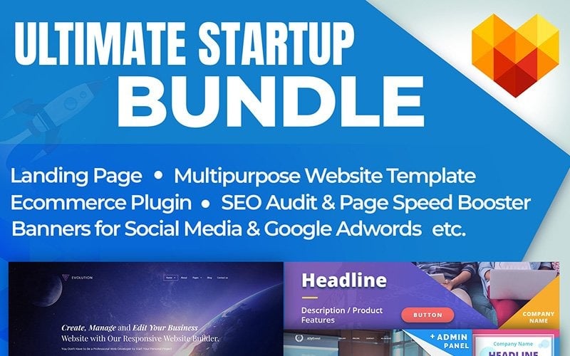 Download Лучший стартап бандл / Ultimate Startup Bundle - Адаптивный Бандл на тему бизнес услуги web design bundle startup business web products launch startup multipurpose banners seo audit