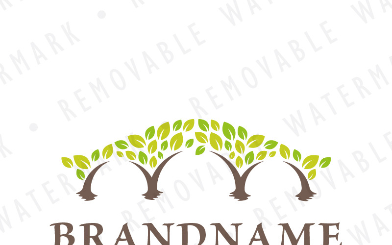 Download Шаблон логотипа "Bridge of Trees Logo Template" / Bridge of Trees Logo Template - Шаблон логотипа на тему графика tree nature wave leaf water river forest bridge development arc arch creativity alley root park boulevard connection logo design template