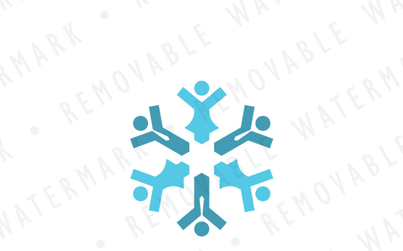 Download Шаблон логотипа "Social Snowflake Logo Template" / Social Snowflake Logo Template - Шаблон логотипа на тему графика community group social people snow ice human snowflake winter cooperation frozen crystal chill alliance frost socialize collaboration logo design template