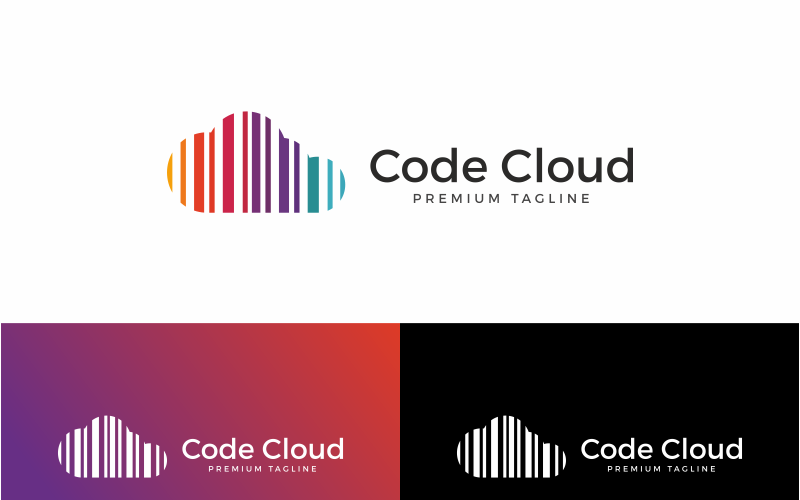 Download Шаблон логотипа "Cloud Code Logo Template" / Cloud Code Logo Template - Шаблон логотипа на тему графика broadcast company colorful creative media design digital app entertainment fashion h letter h logo internet mobile multimedia apps n online