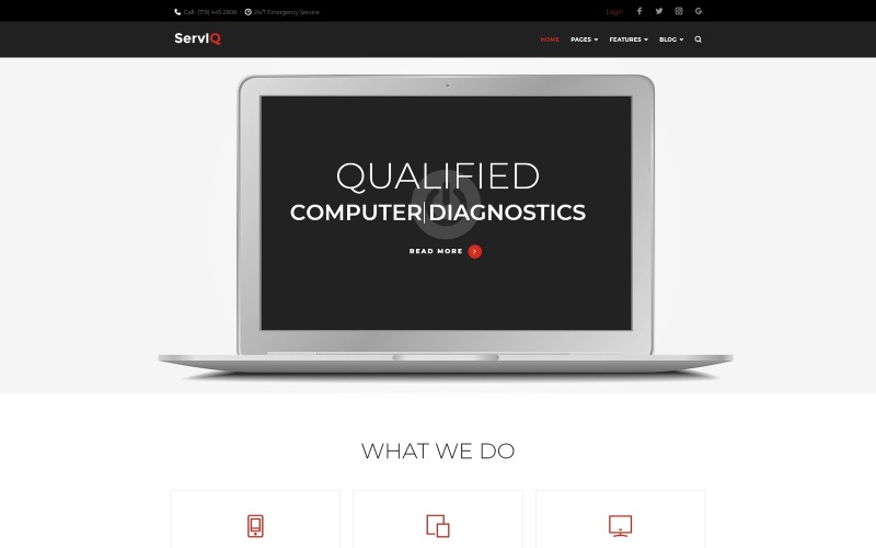 serviq услуги по ремонту компьютеров wordpress тема
