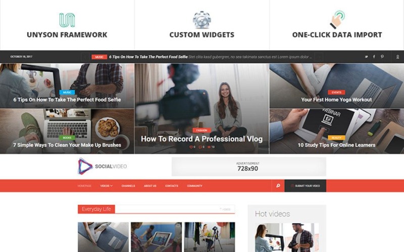 вирусная тема wordpress для youtube и vimeo video magazine
