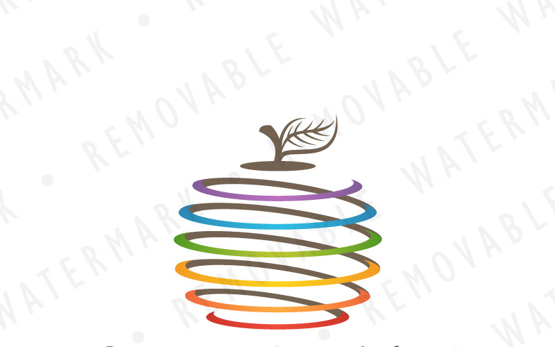 Download Шаблон логотипа "Spiral Apple Logo Template" / Spiral Apple Logo Template - Шаблон логотипа на тему графика swirl leaf globe food apple fruit colorful sphere spiral helix vortex whirl twister tornado eat organic logo design template travel
