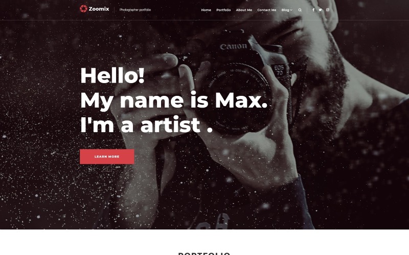 zoomix фотографы портфолио фотогалерея wordpress тема
