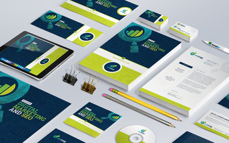Download Фирменный стиль "Branding Stationery Bundle for SEO and Digital Marketing Agency or Company" / Branding Stationery Bundle for SEO and Digital Marketing Agency or Company - Фирменный стиль на тему графика branding identity seo and search engine optimization digital marketing agency stationery brand bundle print pack package web