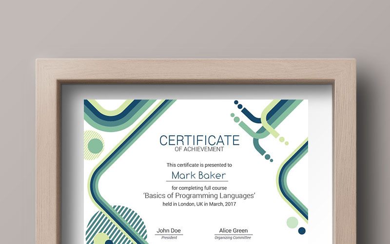 Download Шаблон сертификата "IT Courses Certificate Template" / IT Courses Certificate Template - Шаблон сертификата на тему графика certificate business it programming education computer