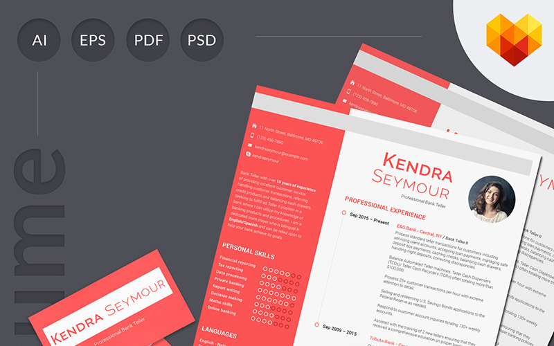 Download Резюме "Kendra Seymour - Bank Teller Resume Template" / Kendra Seymour - Bank Teller Resume Template - Резюме на тему графика cashier bank teller job jobs banking finance financial accounter accounting cashiers money vacancies apply qualification