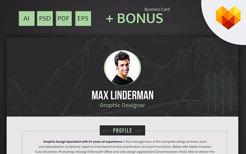 Download Резюме "Max Linderman - Graphic Designer Resume Template" / Max Linderman - Graphic Designer Resume Template - Резюме на тему графика web graphic design designer online creative professional webdesign developer website online freelance freelancer freelancing designing art artist visual computer portfolio graphics hire photo