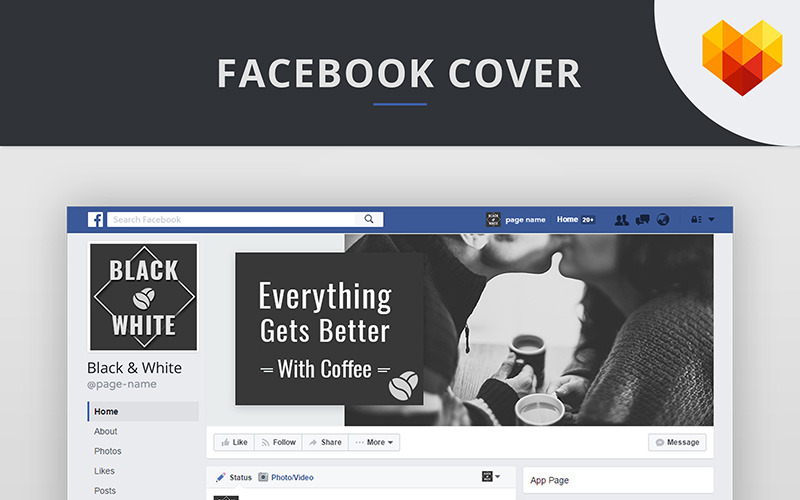 Download Шаблон для соцсетей "Facebook Cover Template For Coffee Shop for Social Media" / Facebook Cover Template For Coffee Shop for Social Media - Шаблон для соцсетей на тему графика 