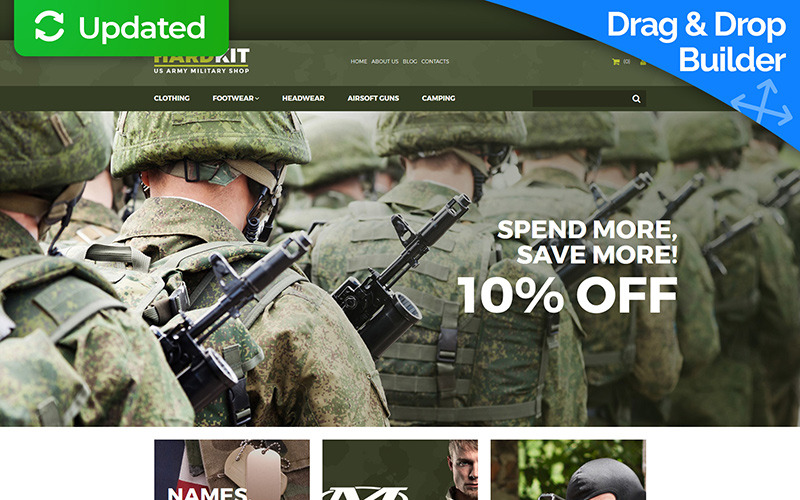 шаблон электронной коммерции motocms military store армии США
