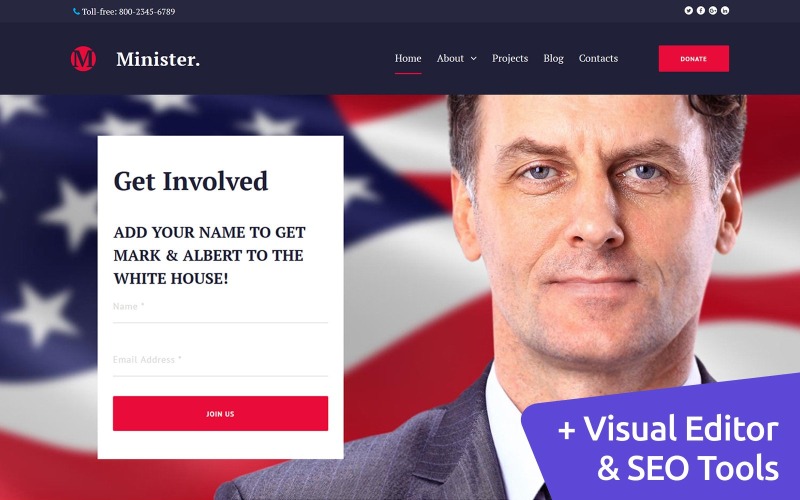 шаблон political candidate moto cms 3