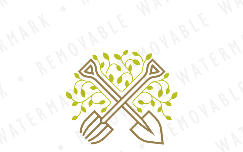 Download Шаблон логотипа "Sustainable Gardening Logo Template" / Sustainable Gardening Logo Template - Шаблон логотипа на тему графика leaf gardening cross tool sustainable farming growing garden shovel harvest flora crop vegetation sprout fertile organic soil logo design template