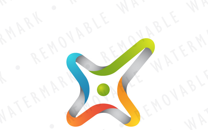 Download Шаблон логотипа "Abstract Cross Loop Logo Template" / Abstract Cross Loop Logo Template - Шаблон логотипа на тему графика wave network cross letter x abstract sphere connection communication collaboration loop infinity music data media technology logo design template synergy