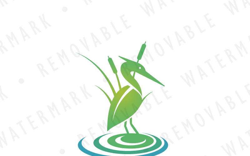 Download Шаблон логотипа "Heron in Marsh Logo Template" / Heron in Marsh Logo Template - Шаблон логотипа на тему графика nature environment leaf water bird balance habitat swamp heron marsh bog bulrush quagmire lake pond river fishing logo design template