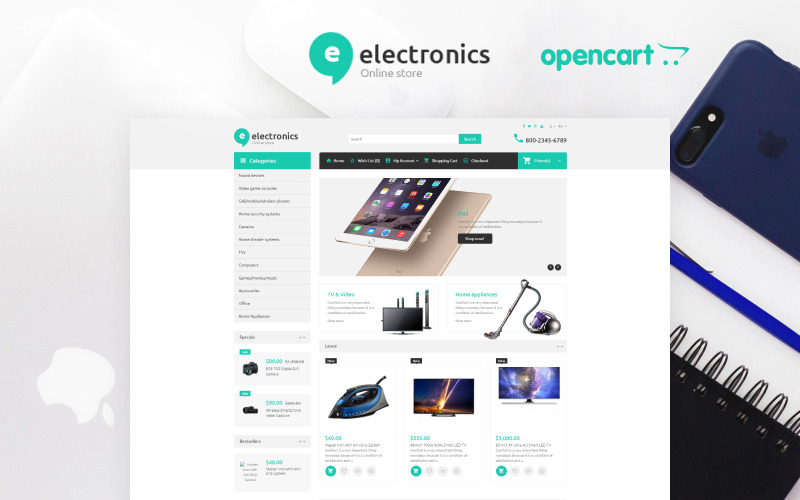 электронный интернет магазин opencart шаблон