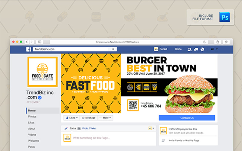 Download Шаблон для соцсетей "Food Company  Cover : Facebook Cover Photo, Twitter Cover, YouTube Channel Art Social Media Template" / Food Company  Cover : Facebook Cover Photo, Twitter Cover, YouTube Channel Art Social Media Template - Шаблон для соцсетей на тему графика facebook cover design timeline twitter youtube channel art template ad banner post header background content social media pack bundle kit