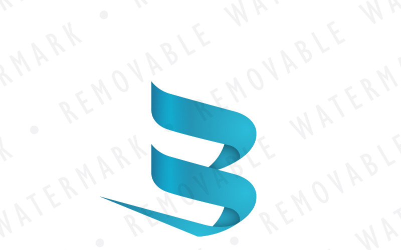 Download Шаблон логотипа "B Abstract Ribbon Logo Template" / B Abstract Ribbon Logo Template - Шаблон логотипа на тему графика simple blue elegant wave sharp letter b bold abstract ribbon paper wrap fold needle origami logo design template art stylized