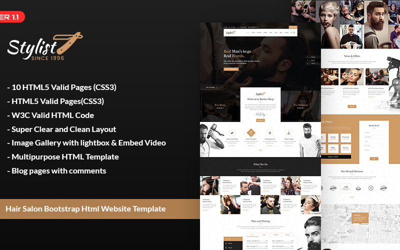 парикмахерская bootstrap html шаблон сайта