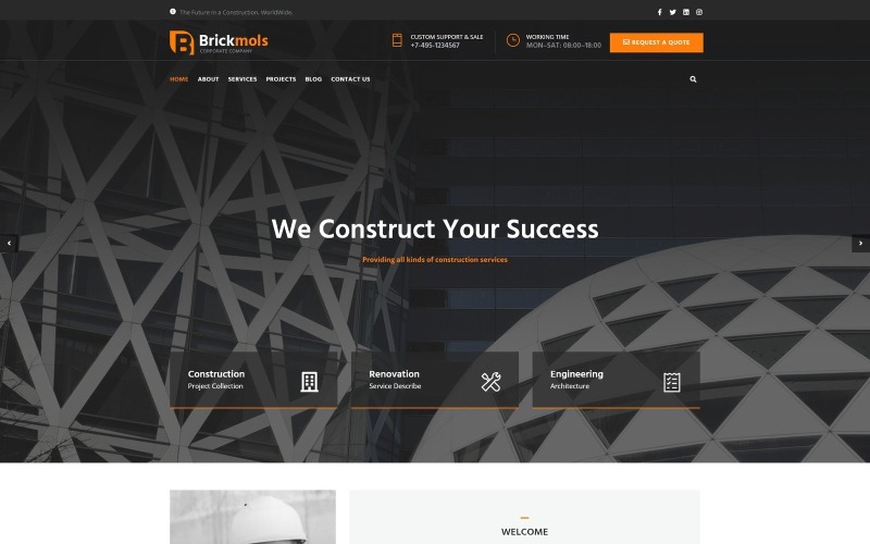 отзывчивая строительная и архитектурная компания wordpress theme