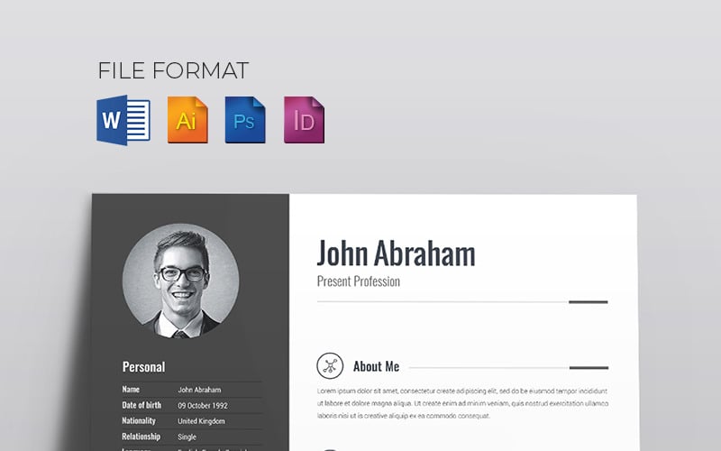 Download Резюме "Minimal Creative CV Resume Template" / Minimal Creative CV Resume Template - Резюме на тему графика 3-piece resume a4 blue bright career clean cv cover letter creative curriculum vitae design template editable elegant job light professional