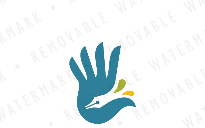 Download Шаблон логотипа "Hand of Creativity Logo Template" / Hand of Creativity Logo Template - Шаблон логотипа на тему графика simple art creative publishing bird ink pencil drop pen fountain palm dove hand writer creativity tattoo logo design template artist