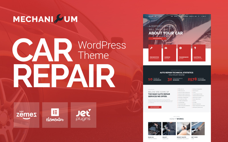 ремонт автомобилей wordpress elementor theme