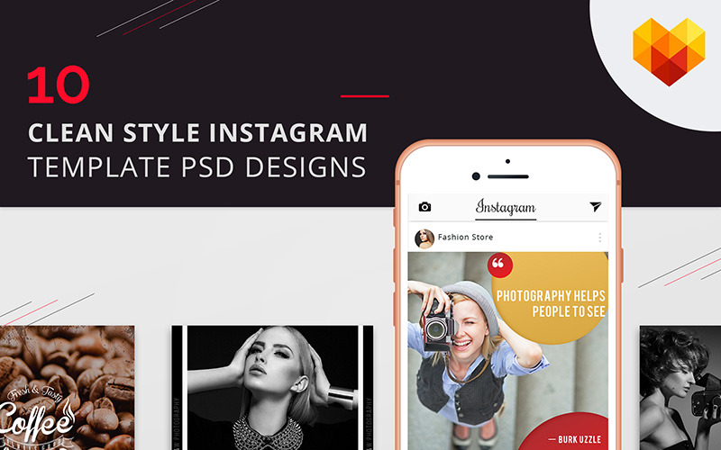 Download Шаблон для соцсетей "10 Clean Style Instagram Pictures Social Media Template" / 10 Clean Style Instagram Pictures Social Media Template - Шаблон для соцсетей на тему графика media social instagram insta psd graphics clean style fashion food photo photography