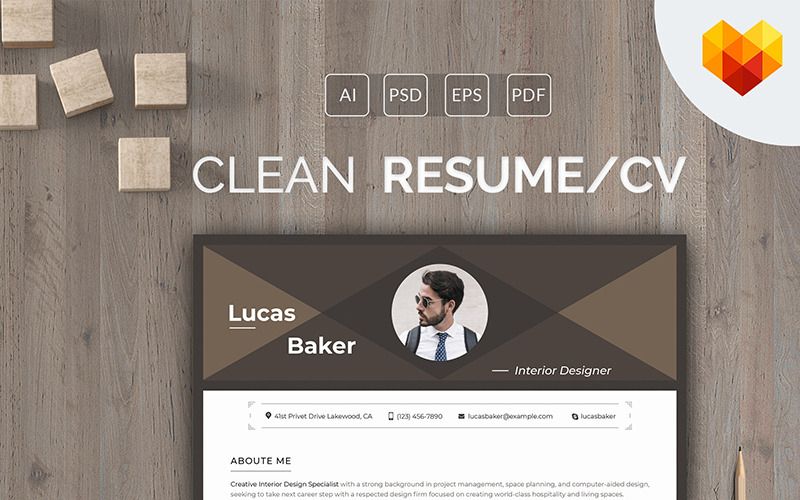 Download Резюме "Lucas Baker - Interior Designer Resume Template" / Lucas Baker - Interior Designer Resume Template - Резюме на тему графика decor decorator creative construction decoration house home room style stylist contemporary interdesign apartment furniture renovation specialist interior design interior designer