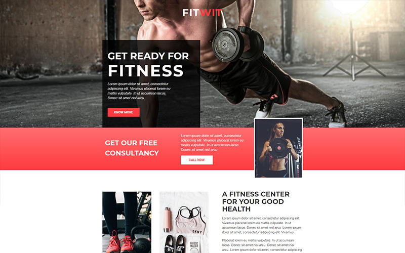 Download Unbounce шаблон "FitWit - Gym - Unbounce template" / FitWit - Gym - Unbounce template - Адаптивный Unbounce шаблон на тему фитнес gym fitness body health fit muscles aerobics zumba exercise