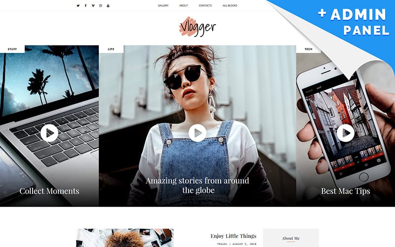 видео блоггер motocms 3 шаблон целевой страницы
