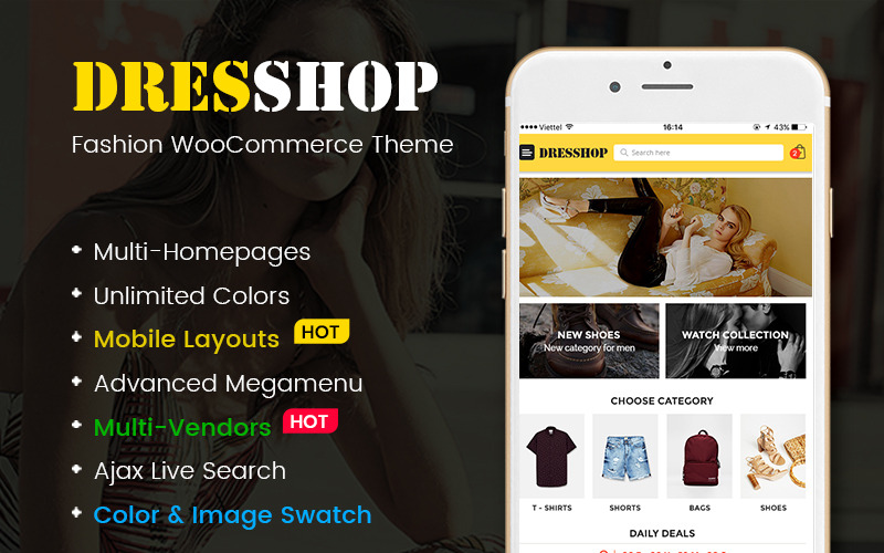 одежда, модный магазин (включая мобильный макет) тема woocommerce