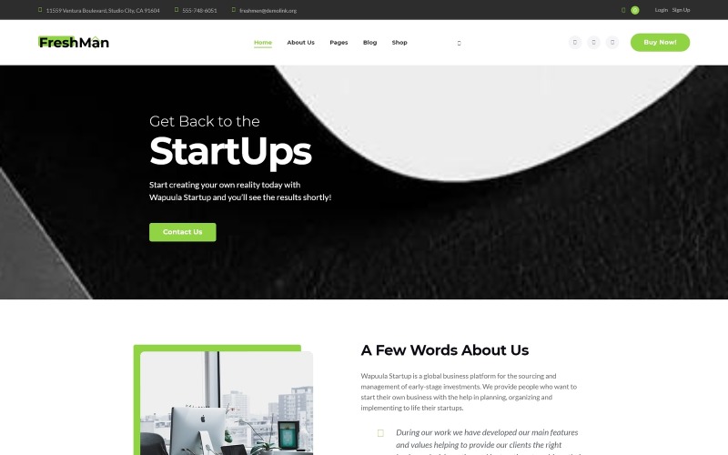 стартап-компания wordpress elementor theme